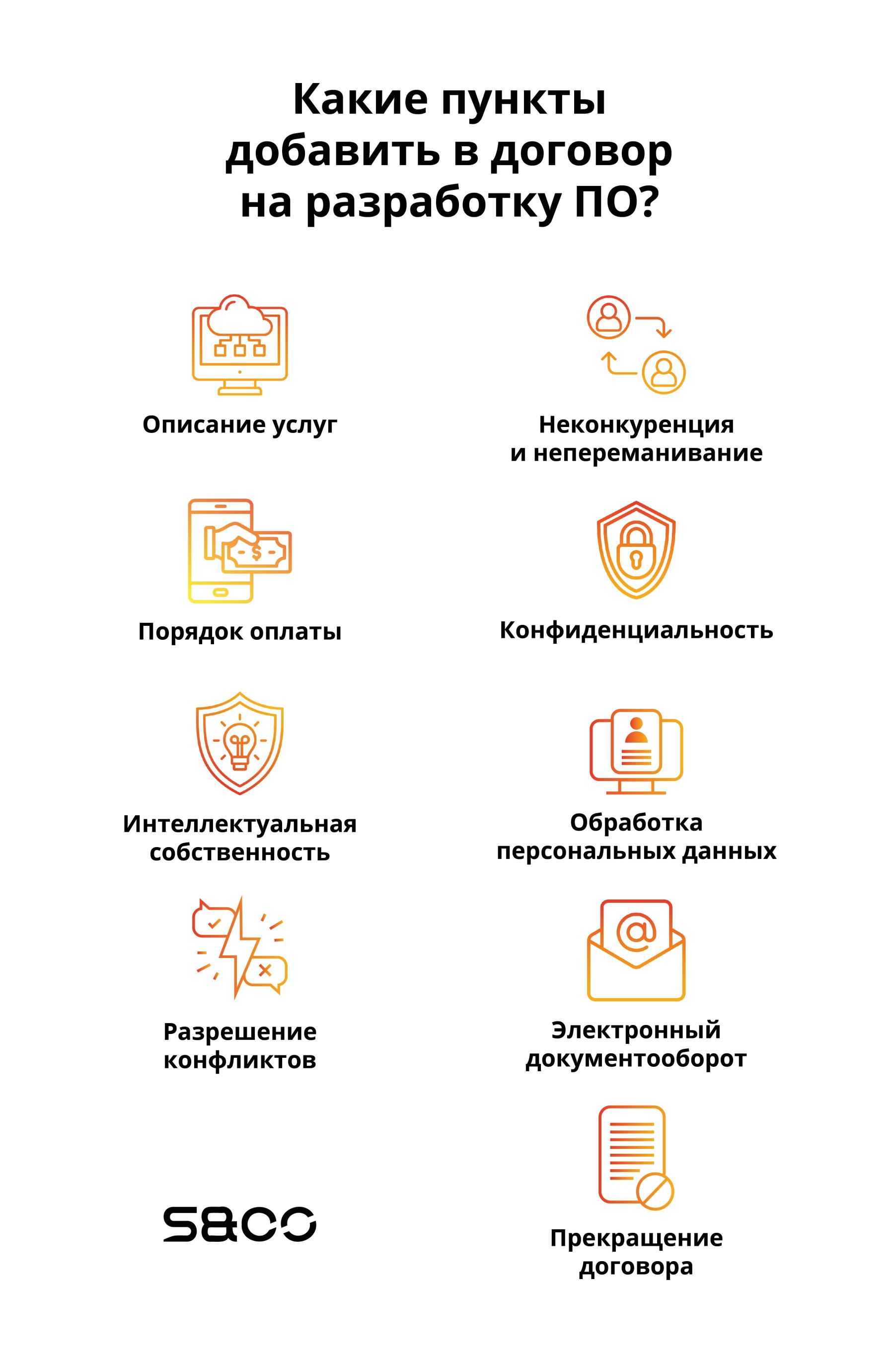 Какие пункты добавить в договор на разработку ПО?